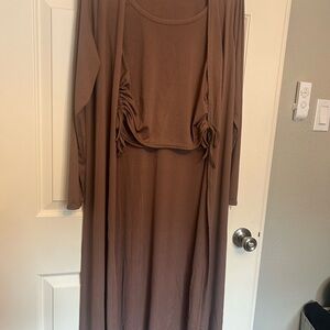 Elegant Brown 3 Piece Pant Suit